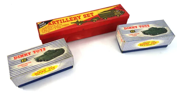 A quantity of die-cast vehicles, mainly Dinky, including Dublo Dinky 061 Ford Prefect and 065 Morris pickup, both boxed, two 651 Centurion tanks, four