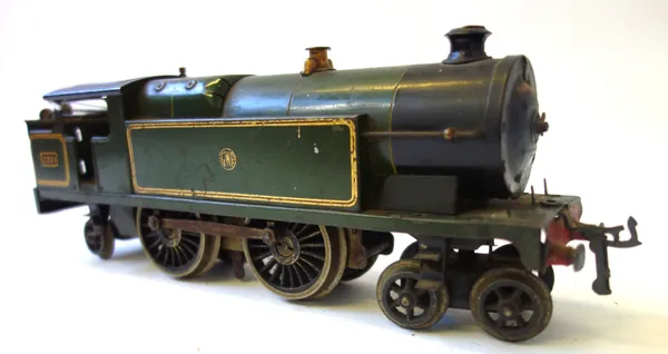 A Hornby O gauge clockwork tank locomotive, 4-4-2, green livery, L.M.S. 6954.
