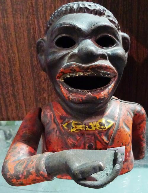 A pair of King Edward VIII commemorative flags, a painted cast iron money box and a print, (4).  CAB