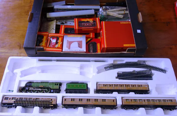 A Hornby OO gauge electric train set, including; 'Flying Scotsman' locomotive and tender, boxed, a Hornby BR class 064 tank locomotive, a further loco