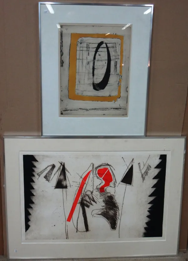 Two 20th century etchings, signed Peto Osterbos and Kees Kortlang, the larger 55cm x 85cm, (2).  H1
