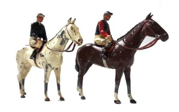 Britains Racing Colours of famous owners, two riders and horses, unboxed, (a.f).