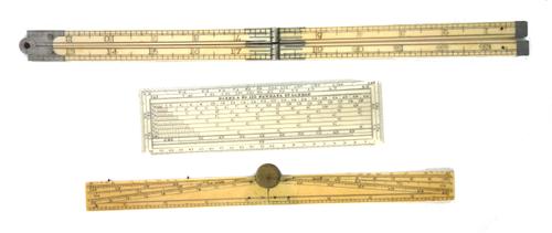 A Victorian ivory folding sector, an ivory engineer's rule by 'HORNE & CO', and a 24 inch folding ivory rule by John Rabone & Sons. (3)