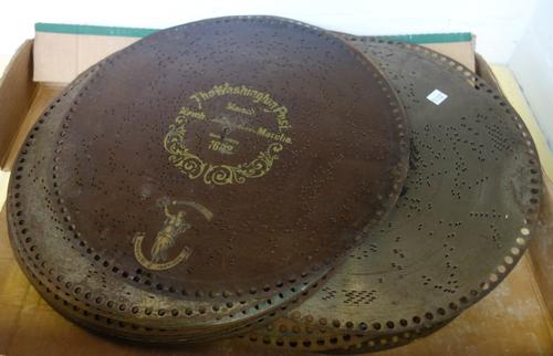 A quantity of polyphon 15.75 inch steel musical discs, early 20th century, made in Leipzig, (approximately 25).