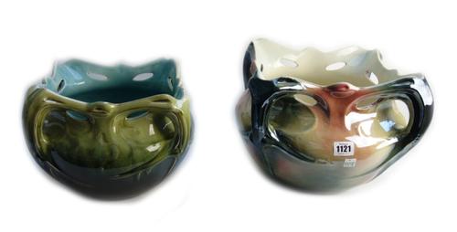 Two earthenware jardinieres by Hector Guimard (1867-1942); 'Vase de Chalmont', circa 1900, with faint pottery mark to one, both with '1380' and '2' an