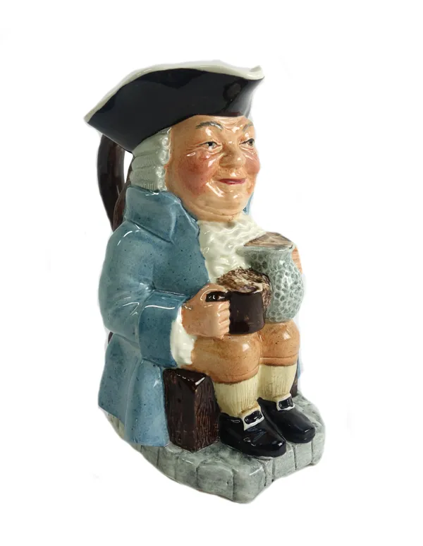 A pair of Spode figural preserve pots and covers modelled as Toby characters (13cm high), a 19th century Copeland Toby jug and further Toby jugs, (12)