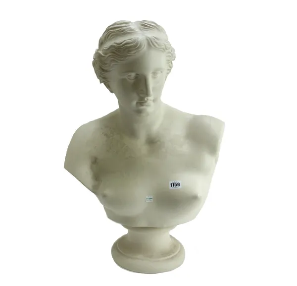 A Copeland parian bust of Venus, late 19th century, raised on a socle, stamped marks, 64cm. (a.f).
