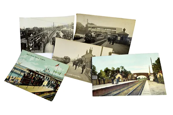 RAILWAY POSTCARDS - Stations; an interesting selection of some 250 cards; many captioned.  Illustrated