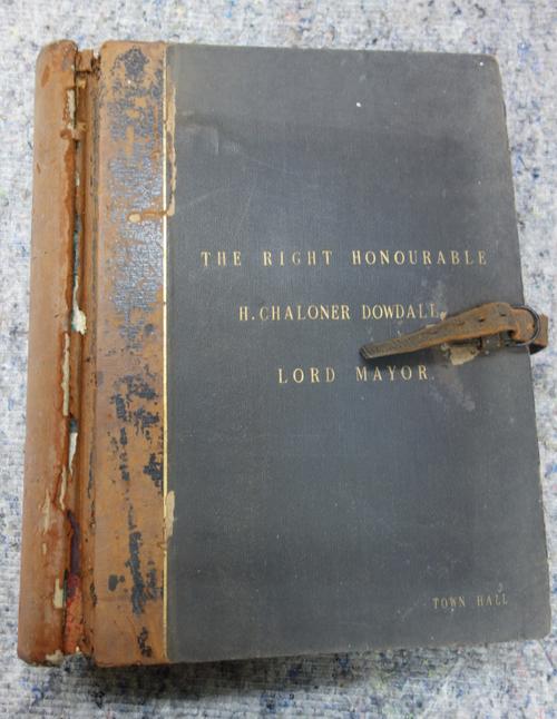 LIVERPOOL - a thick folio. album of newspaper & journal press cuttings relating to the Mayoralty of the Rt. Hon. H. Chaloner Dowdall; 259pp., includes