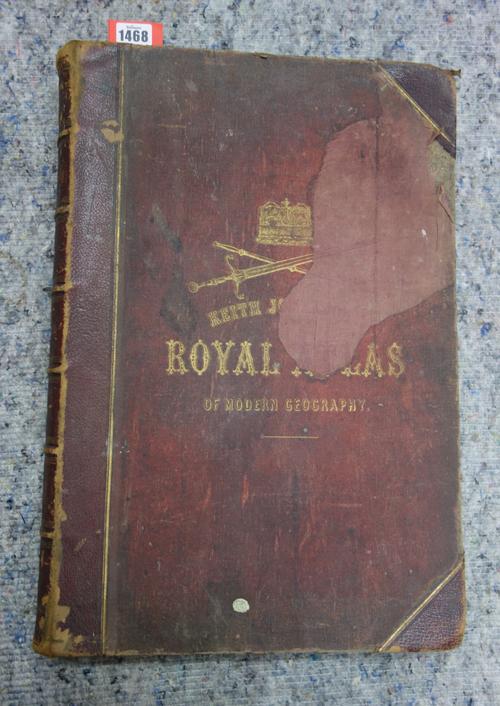 JOHNSTON (A.K.)  The Royal Atlas of Modern Geography  . . .  48 d-page maps  with outline colour; half morocco & cloth, folio. 1869.