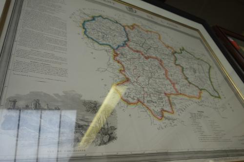 Alexis DONNET - Departement de L'Aude. 56 x 68cms. within mount, hand-coloured, vignette view of Carcassonne & engraved key.  *  an attractive product