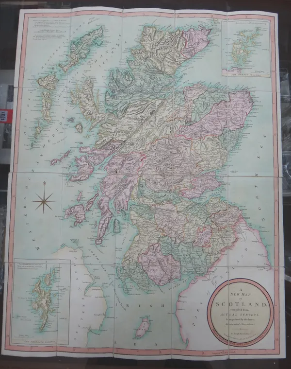 Joseph ENOWY.  A New Map of Scotland  . . .  improved edition.  65 x 50cms., hand-coloured, folded on linen within marbled covers & in labelled slipca