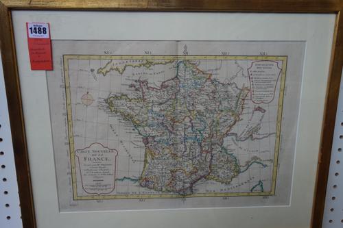 M. PHILIPPE - Carte Nouvelle de la France.  30 x 43cms. (within mount), outline hand-colouring, engraved title, scale & key. 1765; sold with  Utriusqu