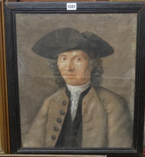 Attributed to Maximilien Cassanéa de Mondonville, Portrait of Simon Augustin Bazard, pastel, bears inscription and date 1768 on reverse 48cm x 41cm.