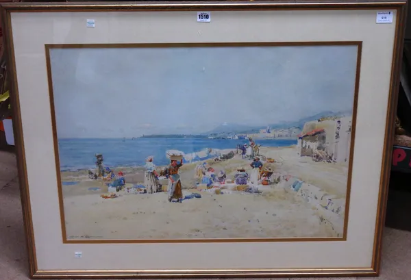 Robert Weir Allan (1852-1942), The day's catch, watercolour, signed, 50.5cm x 73cm.