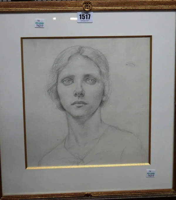 Hubert John Williams (1905-1989), Study of a girl, pencil, 26.5cm x 25.5cm. DDS