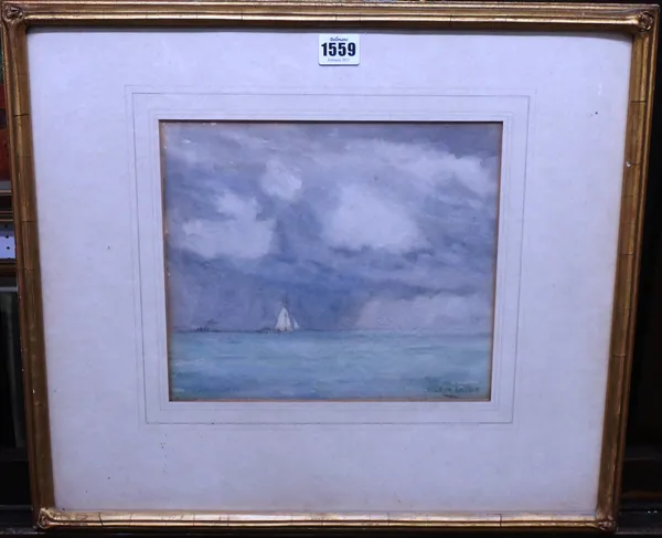 Nelson Dawson (1859-1941), Sailing boat off the coast, watercolour, signed, 22.5cm x 26cm.