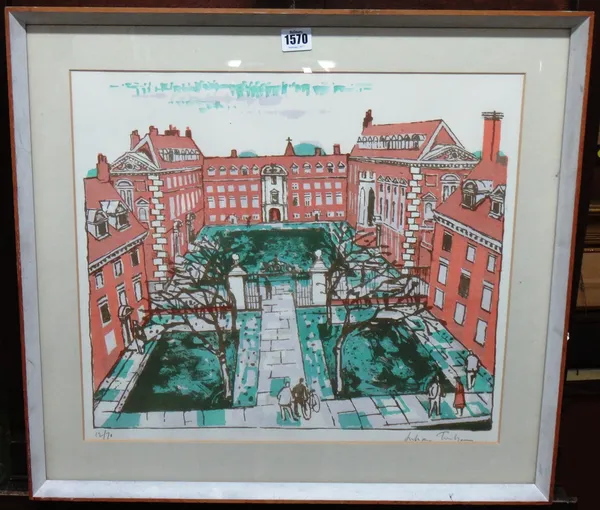Julian Trevelyan (1910-1988), Courtyard, colour lithograph, signed and numbered 12/70 in pencil, 41cm x 47cm. DDS