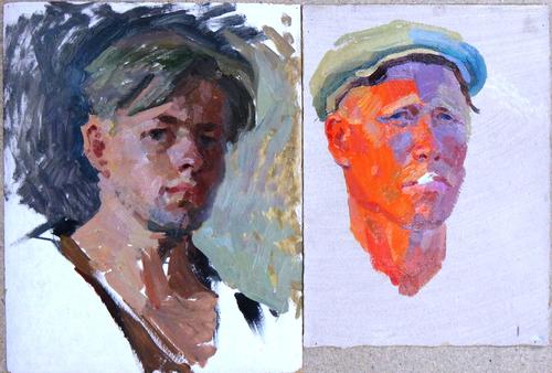 Y. N. Yackchenko (20th century), A group of eight oils, of portrait and figurative subjects, and one still life, all unframed, various sizes.(8)