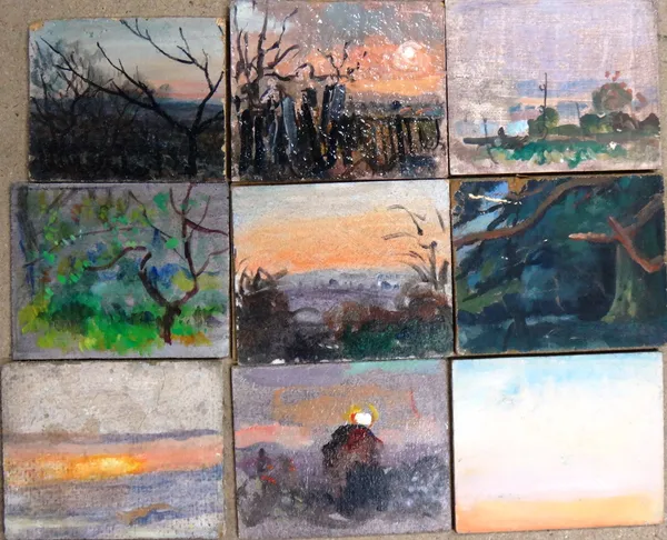 Benjamin Gibbon (20th century), A group of twenty oil sketches, mainly landscape subjects, all oil on board, unframed, average size 14cm x 17cm