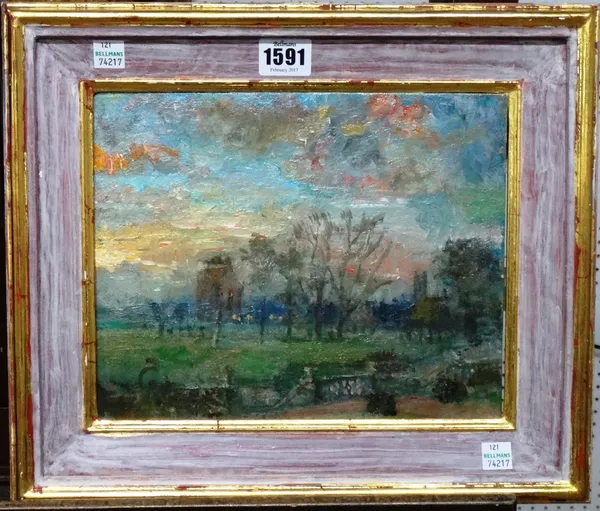 Edmund Fairfax-Lucy (b.1945), Landscape, Nightfall, oil on canvasboard, 21cm x 25cm. DDS