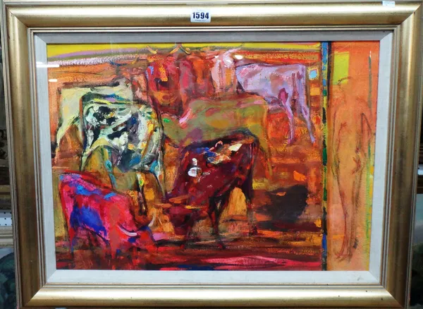 Robin Philipson (1916-1992), Cattle I, oil on canvas, 38cm x 53cm. DDS  Illustrated