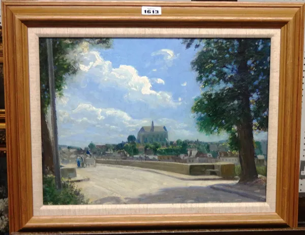 Louis Ginnet (1875-1946), The Chapel at Arundel, oil on board, signed and dated beneath frame, 27cm x 37cm.