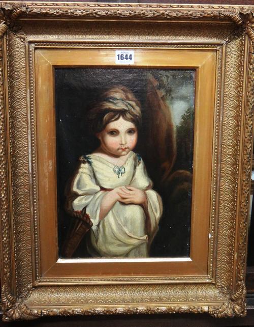 After Sir Joshua Reynolds, The Strawberry Girl, oil on board, 34cm x 24cm.