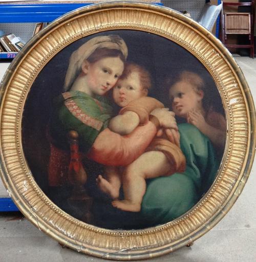 After Raphael, The Madonna della Sedia, oil on canvas, tondo, diam 72cm.  Illustrated
