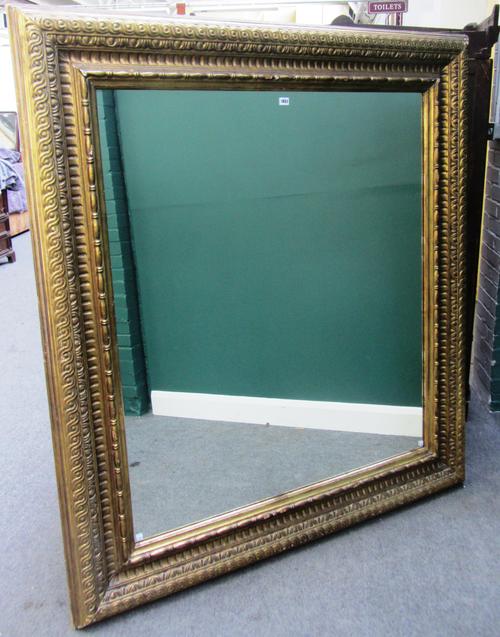 A large 19th century and later gilt framed mirror with moulded frame, 180cm x 160cm.
