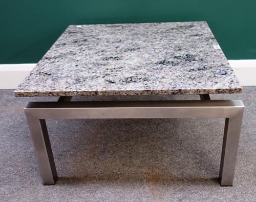 A 20th century coffee table, with square marble top on a chrome base, 65cm x 65cm.