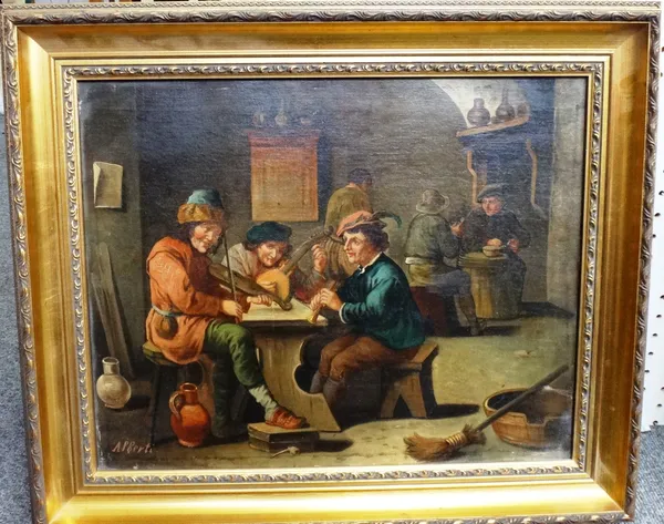 ** Alberti (late 19th century), 17th century Dutch tavern interior, oil on canvas, signed, 38.5cm x 49cm. M10