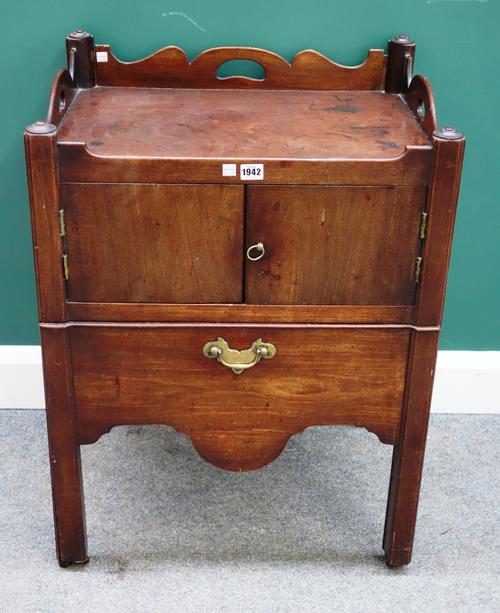 A George III mahogany tray top night stand, 59cm wide x 79cm high.