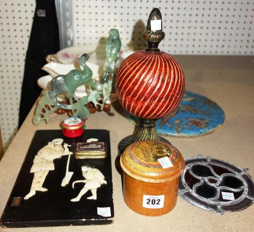 A 20th century mahogany wall clock, a Steiff Teddy bear, together with a quantity of books, coins and costume jewellery, (qty).  SH8