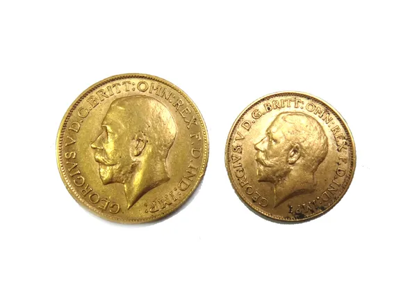 A George V sovereign 1911 and a George V half sovereign 1912 (2).  Illustrated