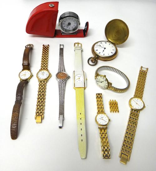 A lady's silver Rotary bracelet wristwatch, the signed oval dial with baton shaped numerals, with a Rotary case, six further lady's wristwatches; incl