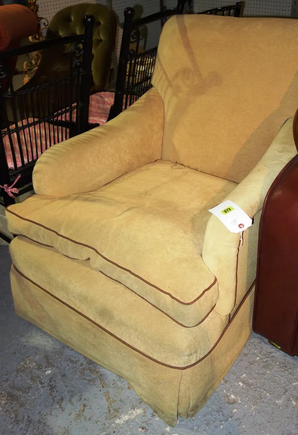 A pair of yellow upholstered easy armchairs. (2)  K1
