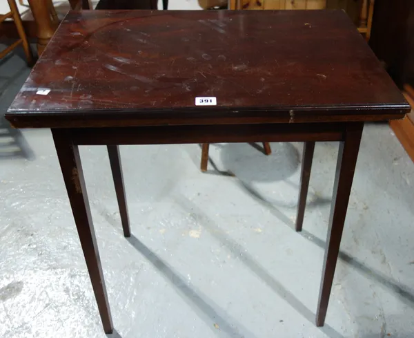 A 19th century mahogany single drawer side table, with gilt tooled red leather top, 76cm wide. F3