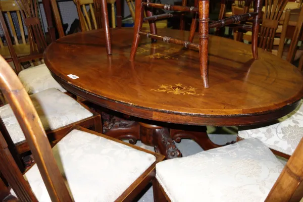 A 19th century mahogany circular snap top tripod table, 91cm wide.  C5
