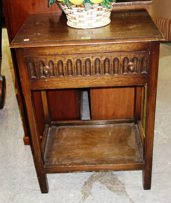 A 20th century oak single drawer side table, 57cm wide.  G4