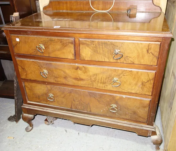 A 20th century walnut serpentine four drawer chest, 69cm wide. H4