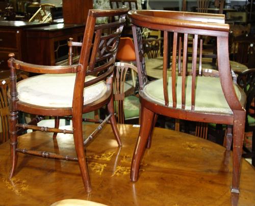 A pair of mid-20th century green and white line decorated circular mirror top small occasional tables, 45cm diameter (2).   F2Provenance- from the est