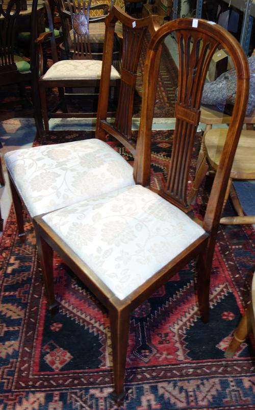 A pair of late Victorian blue upholstered button back large armchairs, on turned mahogany supports (2).  J8Provenance- from the estate of Fleur Cowles