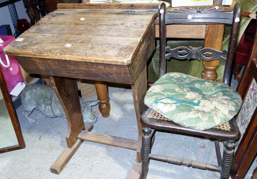Four Chinese hardwood dining chairs and a matching dining table. (5)  EXTRA