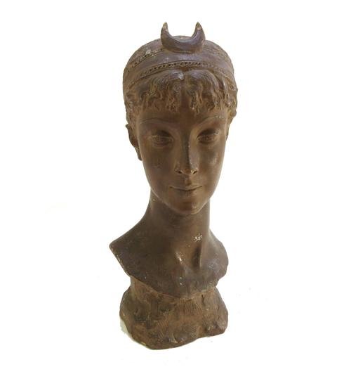 After Salvador Dali, 1904-1989, 'Birdman', a patinated bronze sculpture on a circular marble plinth, indistinctly signed G. Rudier Paris to the cast