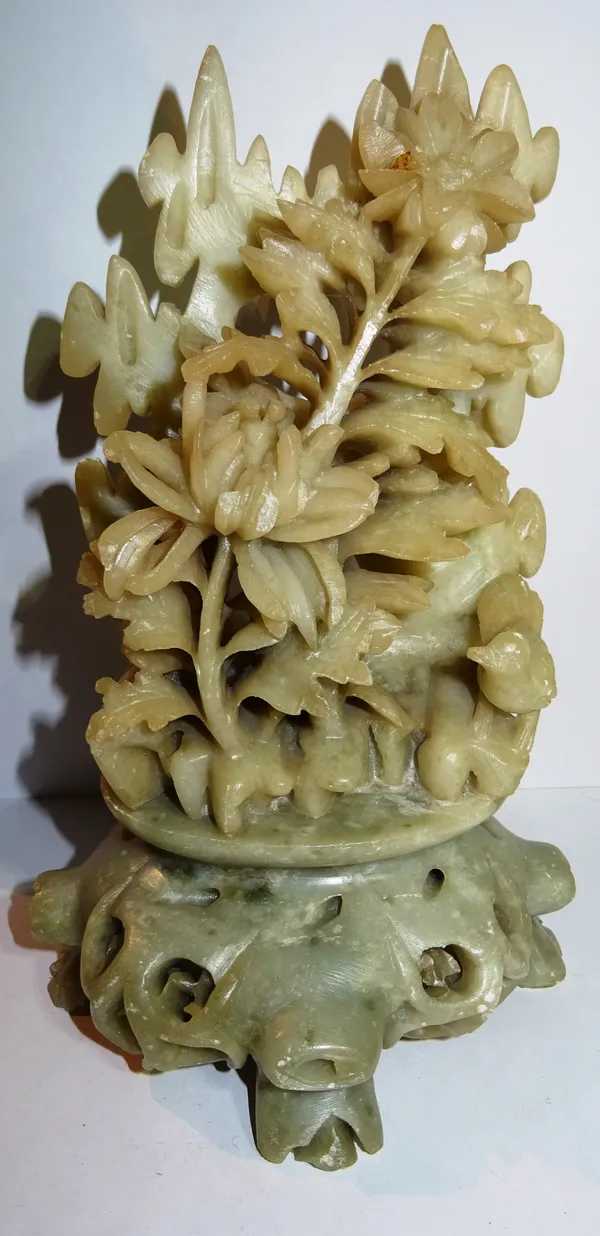 A 20th century Chinese soapstone figure of flowers. CAB