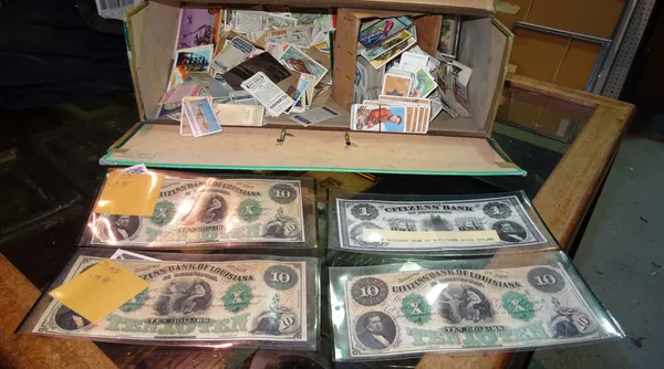 Collectables, comprising; mainly early 20th century cigarette and tea cards and a group of vintage banknotes. CAB