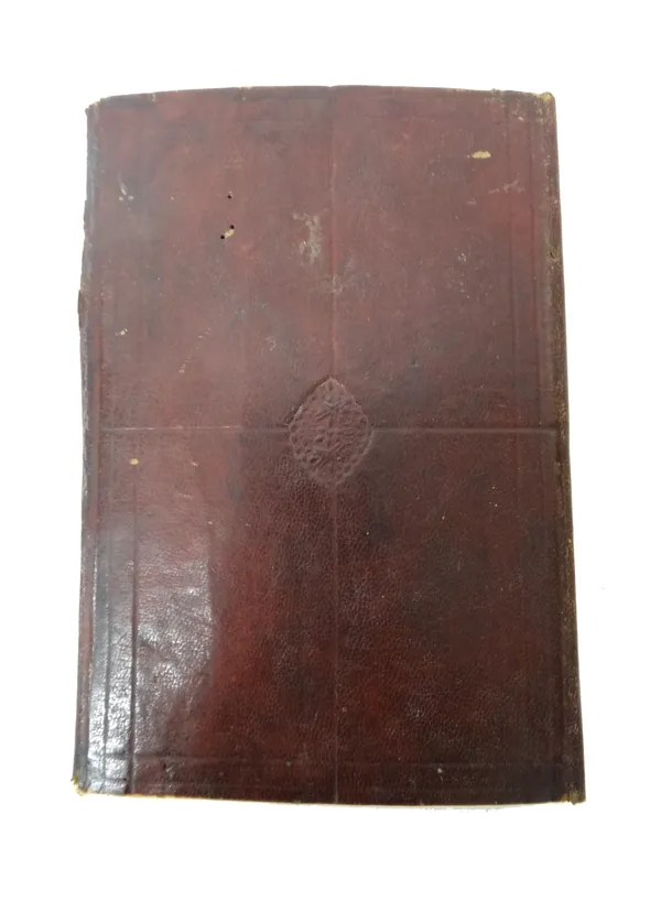 A Turkish book of poetry, possibly 17th century, ninety eight leaves, the text within ruled silver borders, one illuminated illustration, old leather