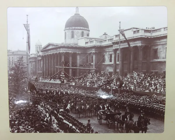 QUEEN VICTORIA - the Diamond Jubilee Procession, 1897; Marion and Co.'s photograph album showing the procession leaving St. Paul's Cathedral; 24 mount