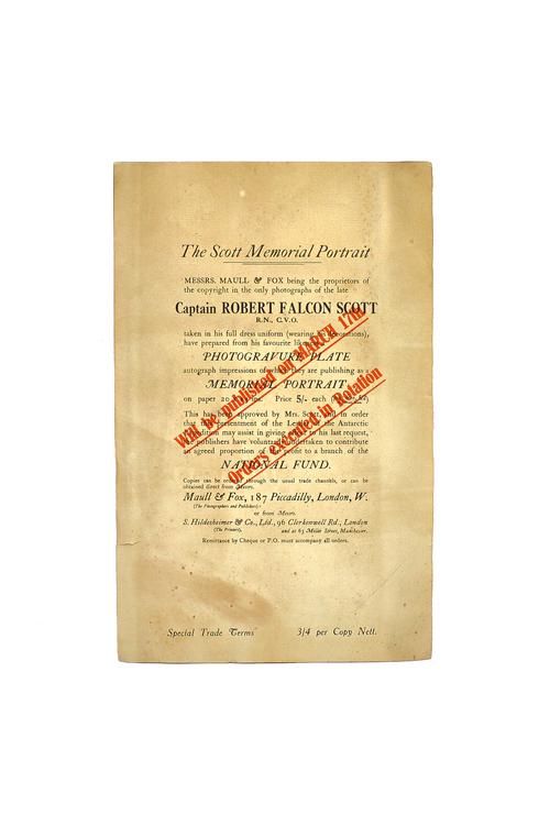 ANTARCTIC - The Scott Memorial Portrait; an advertising flyer by Maull & Fox 'being the proprietors of the copyright in the only photographs of the la